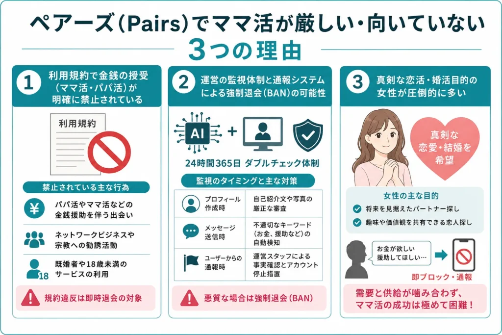 ペアーズ(Pairs)でママ活が厳しい・向いていないと言われる3つの理由