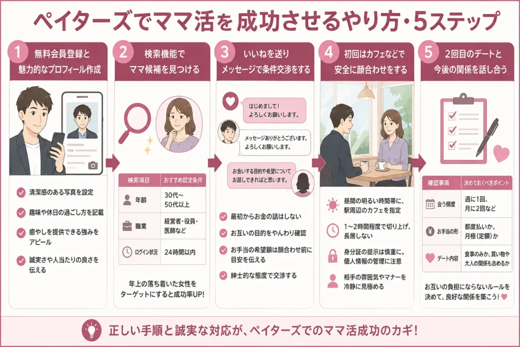 ペイターズでママ活を成功させるやり方・5ステップ