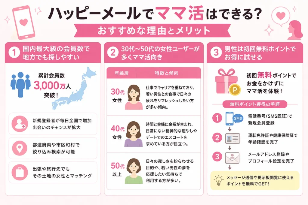 ハッピーメールでママ活はできる？おすすめな理由とメリット