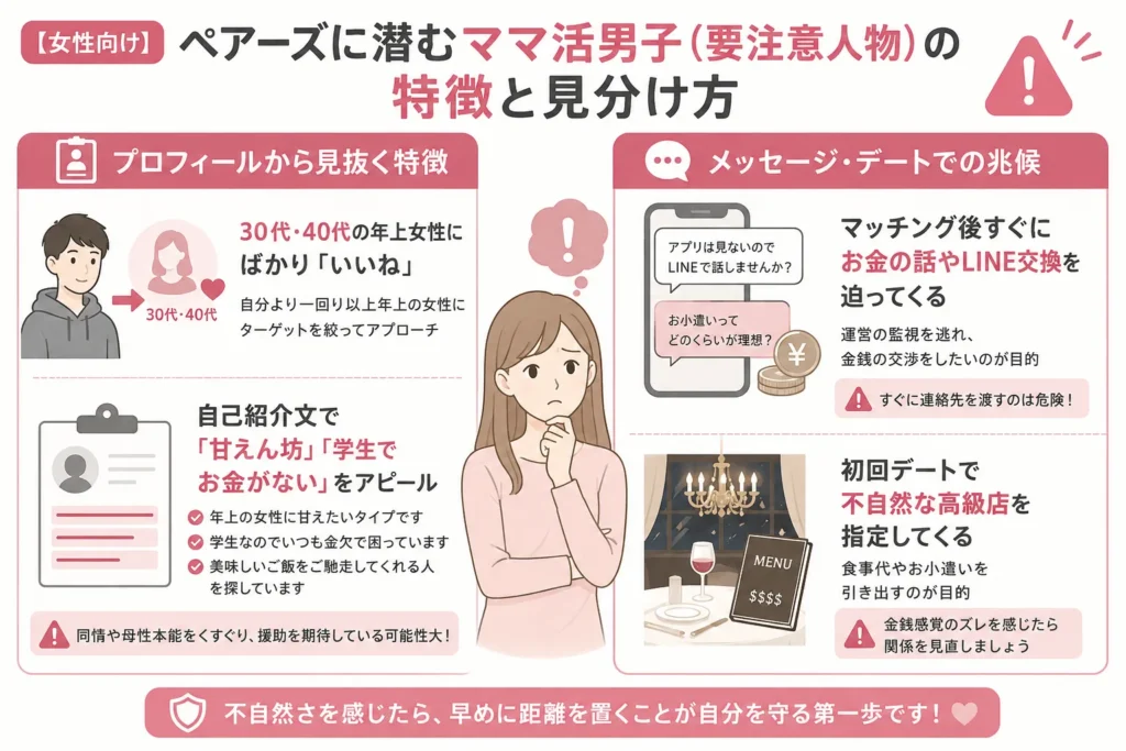 【女性向け】ペアーズに潜むママ活男子（要注意人物）の特徴と見分け方