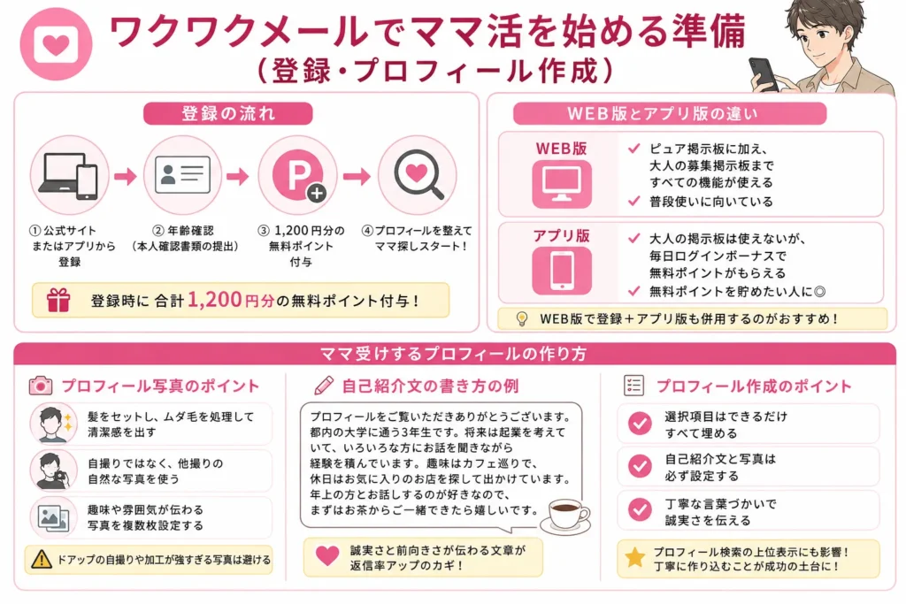ワクワクメールでママ活を始める準備（登録・プロフィール作成）