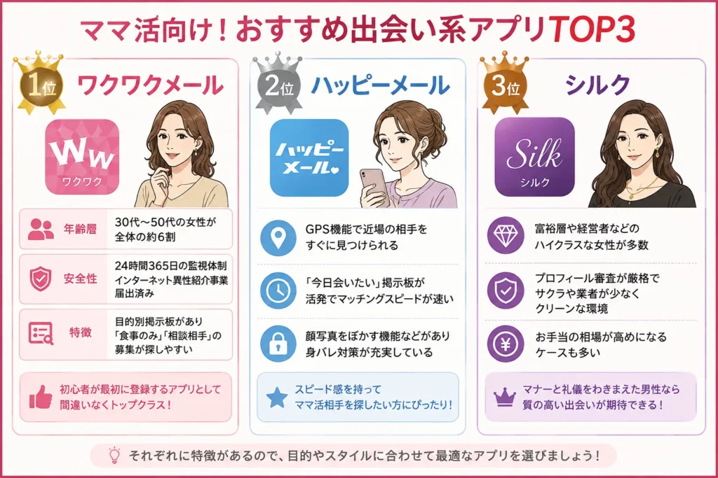 ママ活向け！おすすめ出会い系アプリ