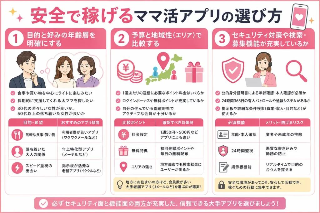 安全で稼げるママ活アプリの選び方