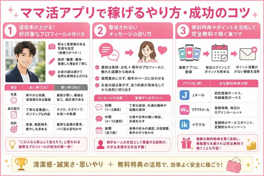 ママ活アプリで稼げるやり方・成功のコツ