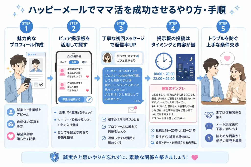 ハッピーメールでママ活を成功させるやり方・手順