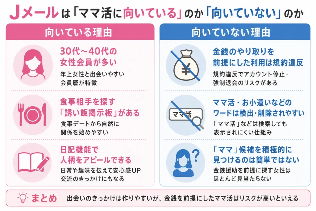 Jメールは「ママ活に向いている」のか「向いていない」のか