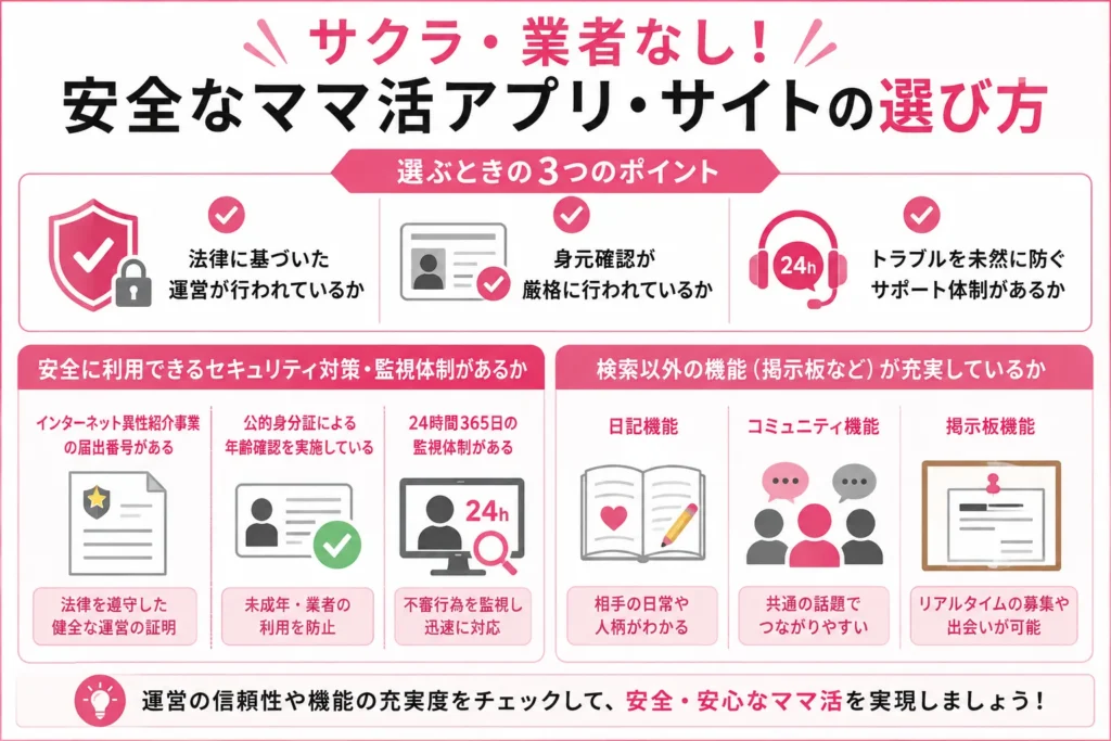 サクラ・業者なし!安全なママ活アプリ・サイトの選び方