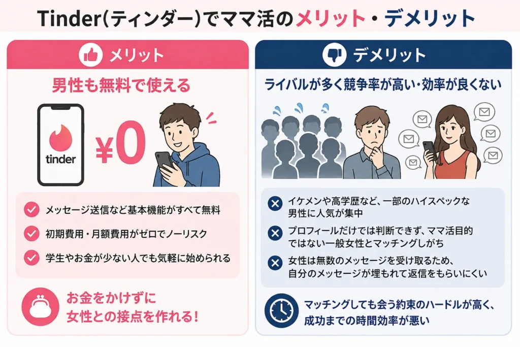 Tinder(ティンダー)でママ活をするメリット・デメリット