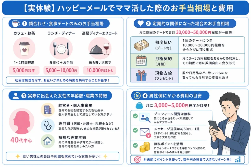 【実体験】ハッピーメールでママ活した際のお手当相場と費用