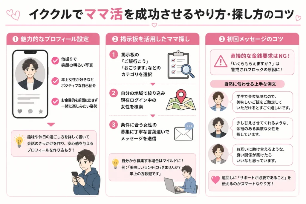 イククルでママ活を成功させるやり方・探し方のコツ