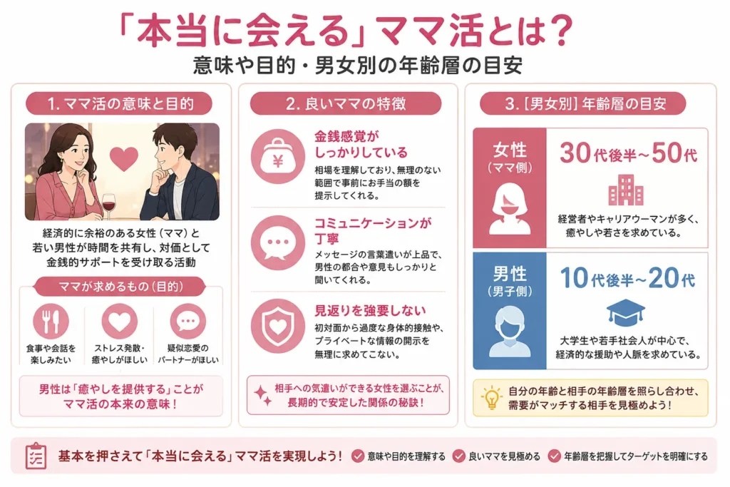 「本当に会える」ママ活とは?意味や目的・男女別の年齢層の目安