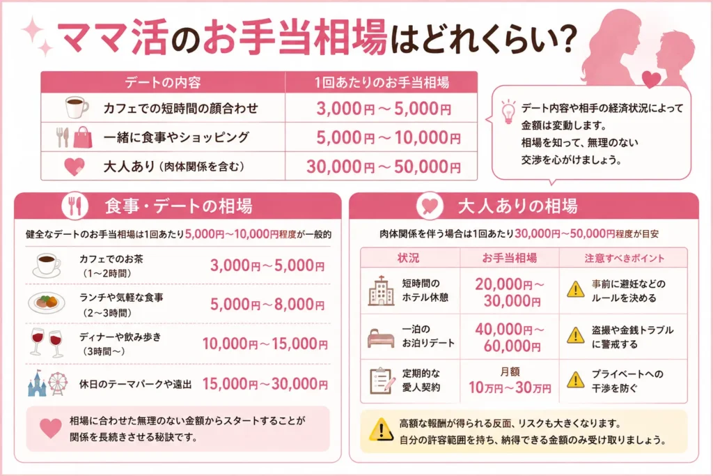 ママ活のお手当相場はどれくらい?